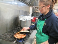 Cooking garlicky shrimp for tacos