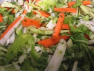 Chopped vegetables for the Asian sesame noodle salad